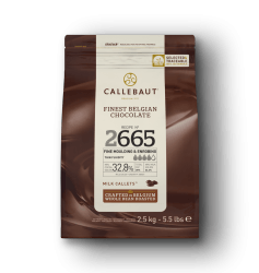 Feinste belgische Milchschokolade, 2665, Callets 2,5KG/UC 8UC/BOX 30BOX/PAL