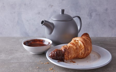 Croissant with chocolate dipping sauce