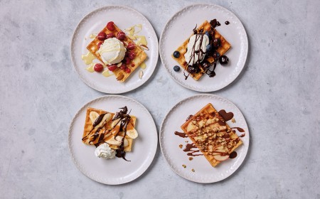 Build your waffle and chocolate sauce