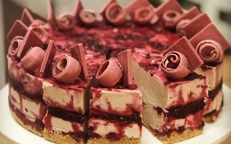 Ruby & raspberry cheesecake