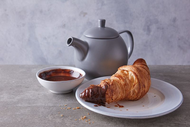 Croissant with chocolate dipping sauce