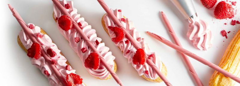 Ruby raspberry éclairs