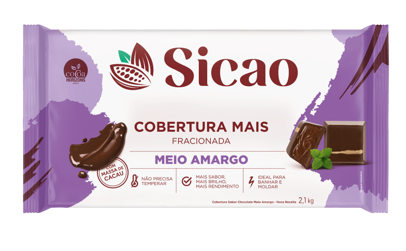 Cobertura Fracionada Sabor Chocolate Meio Amargo Sicao Mais - Barra 2,1 kg (1)