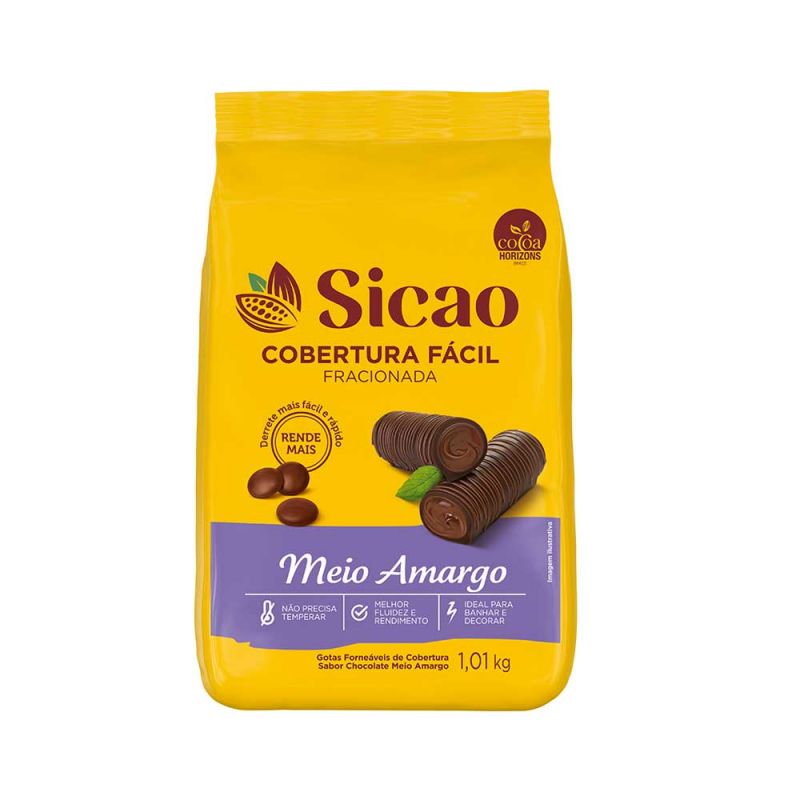 Cobertura Fracionada Sabor Chocolate Meio Amargo Sicao Fácil 1,01 kg (1)