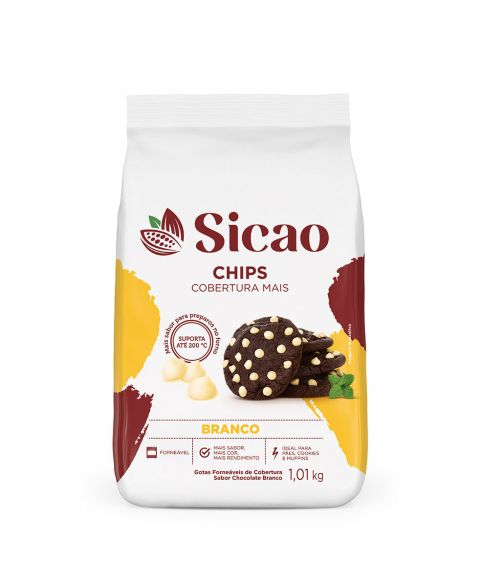 Chips de Cobertura Fracionada Sabor Chocolate Branco Sicao Mais - Granel 10 kg