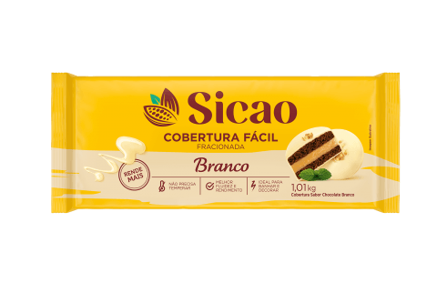 Cobertura Fracionada Sabor Chocolate Branco Sicao Fácil - Barra 1,01 kg