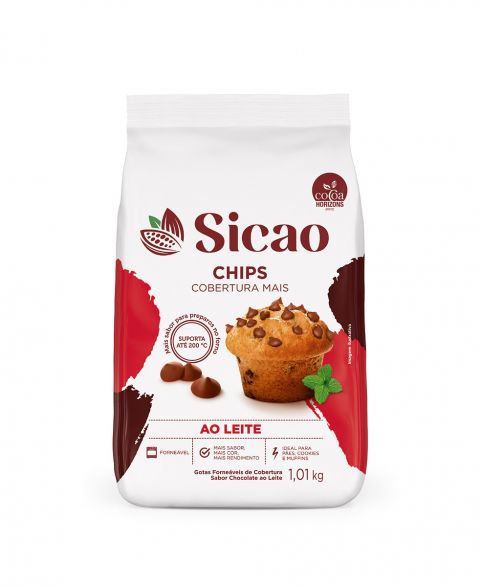 Chips de Cobertura Fracionada Sabor Chocolate Ao Leite Sicao Mais 1,01 kg