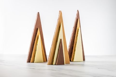 Geometric Chocolate Bark Christmas Trees