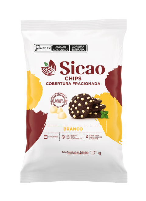 Sicao Chips Forneável Cobertura Fracionada Branca 1,01kg x 12