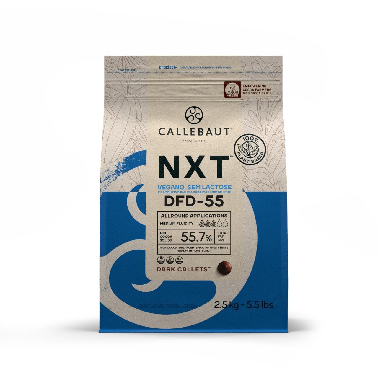 Dairy Free Dark Chocolate - NXT DFD-55 - 2.5kg Callets (1)