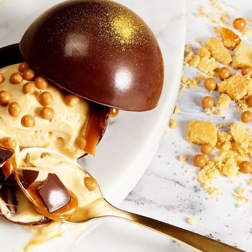 Chocolate Dome with Gold Ganache & Crispy Caramel