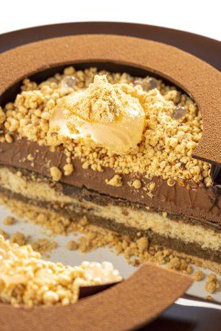 Soya, Chocolate, Black Sesame & Mint Cake