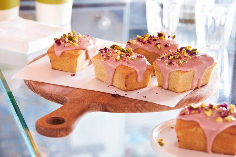 Cardamom and Rose Water Cake with Ruby Ganache