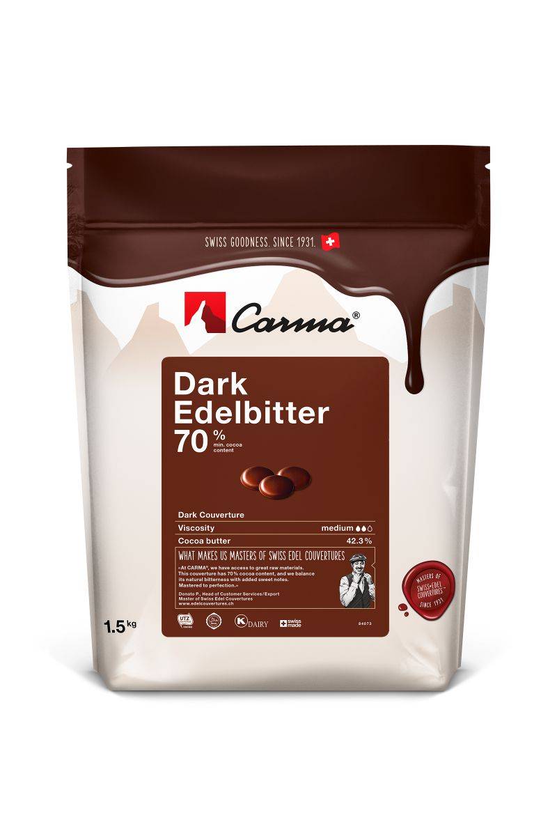 Couverturen - Dark Edelbitter 70% - Tropfen - 1.5kg Beutel (1)