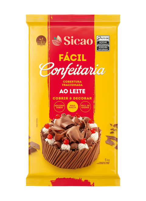 Cobertura Fracionada Sabor Chocolate ao Leite Sicao Fácil Confeitaria - Barra 5kg