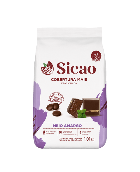 Cobertura Fracionada Sabor Chocolate Meio Amargo Sicao Mais 1,01 kg
