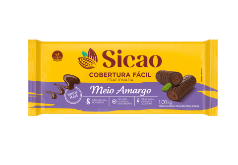 Cobertura Fracionada Sabor Chcolate Meio Amargo Sicao Fácil - Barra 1,01 kg