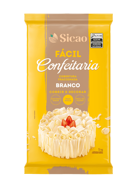 Cobertura Fracionada Sabor Chocolate Branco Sicao Fácil Confeitaria - Barra 5kg