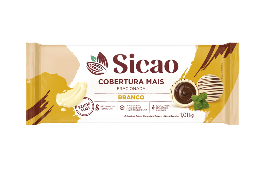 Cobertura Fracionada Sabor Chocolate Branco Sicao Mais - Barra 1,01 kg