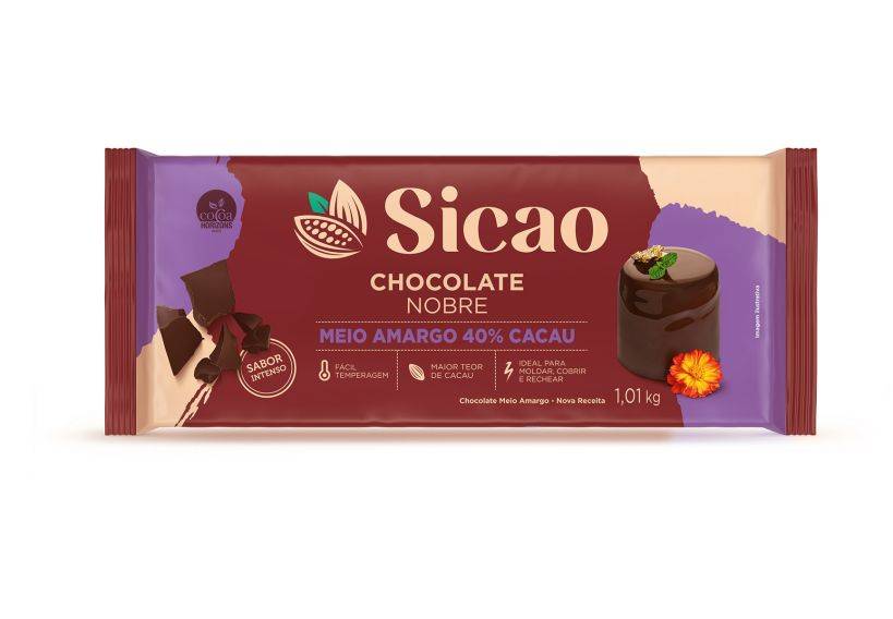 Chocolate Meio Amargo Sicao Nobre - Barra 1,01 kg