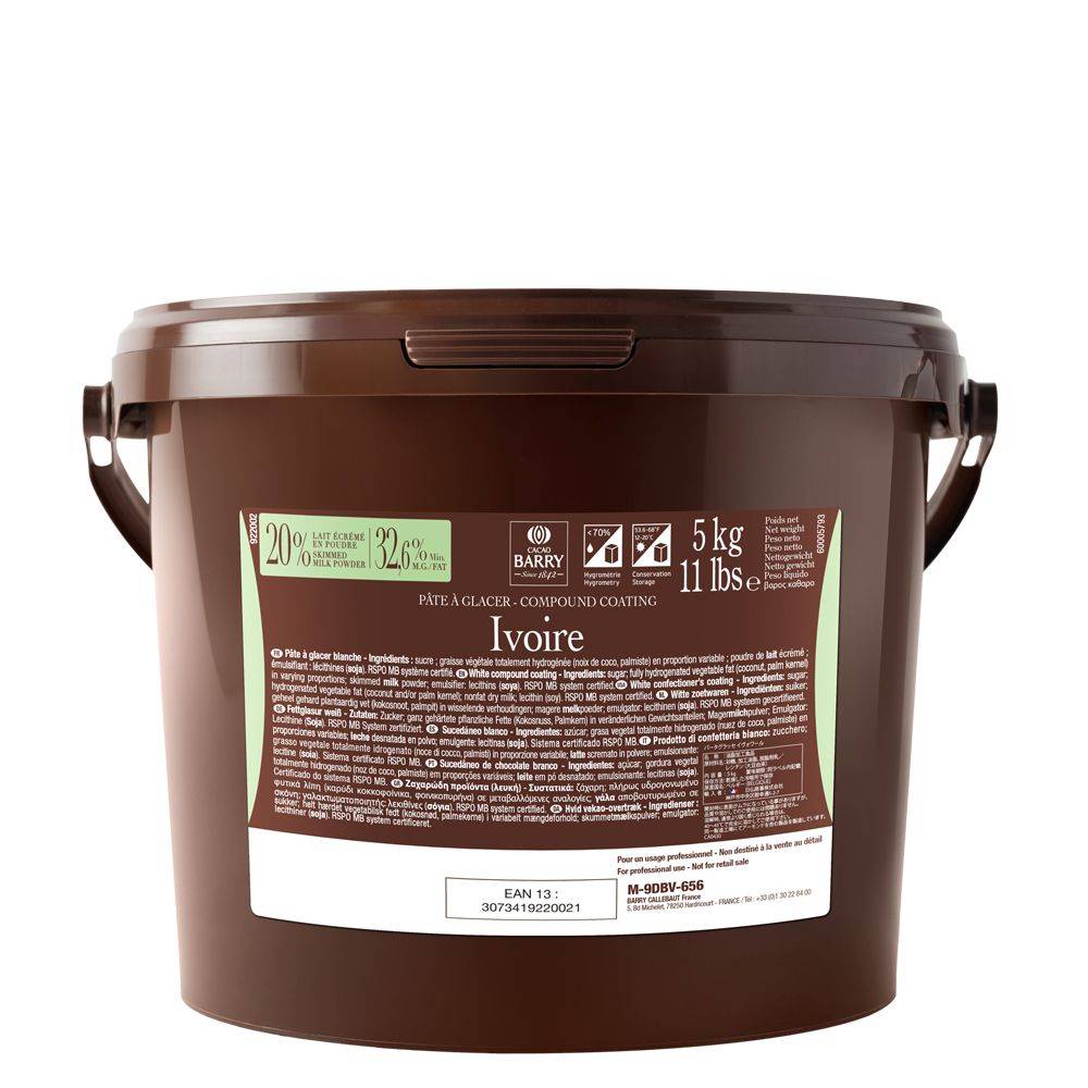 Cacao Barry - COATING - PÂTE À GLACER IVOIRE - 5KG BUCKET | cacao