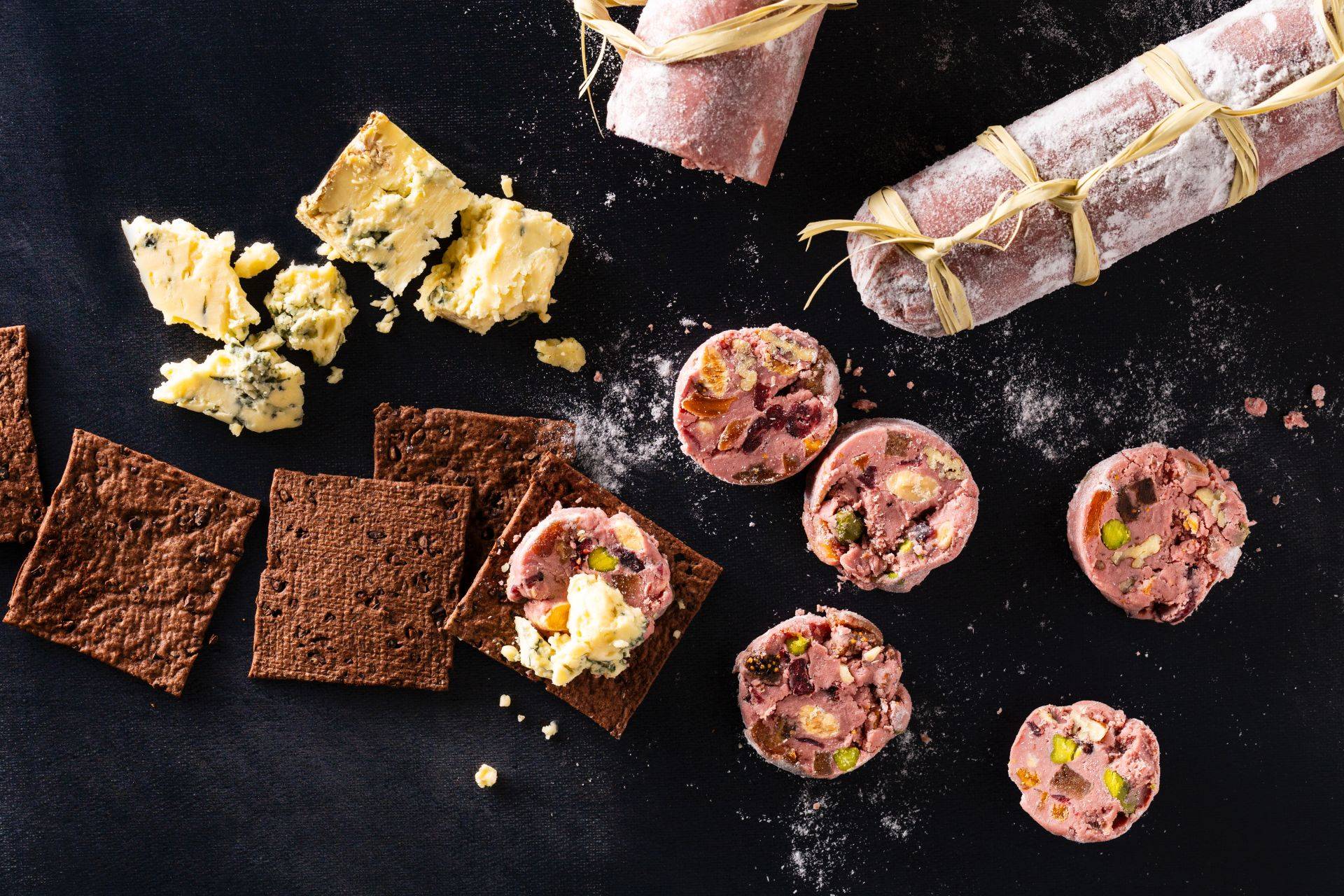 Ruby Chocolate Salami with Chocolate Crackers