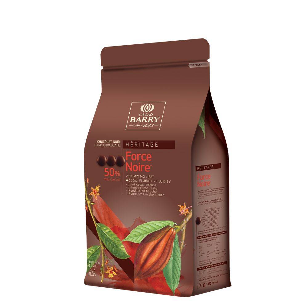 Cacao Barry - DARK CHOCOLATE - FORCE NOIRE™ 50% - PISTOLS - 5KG Cacao Barry - DARK CHOCOLATE - FORCE NOIRE™ 50% - PISTOLS - 5KG