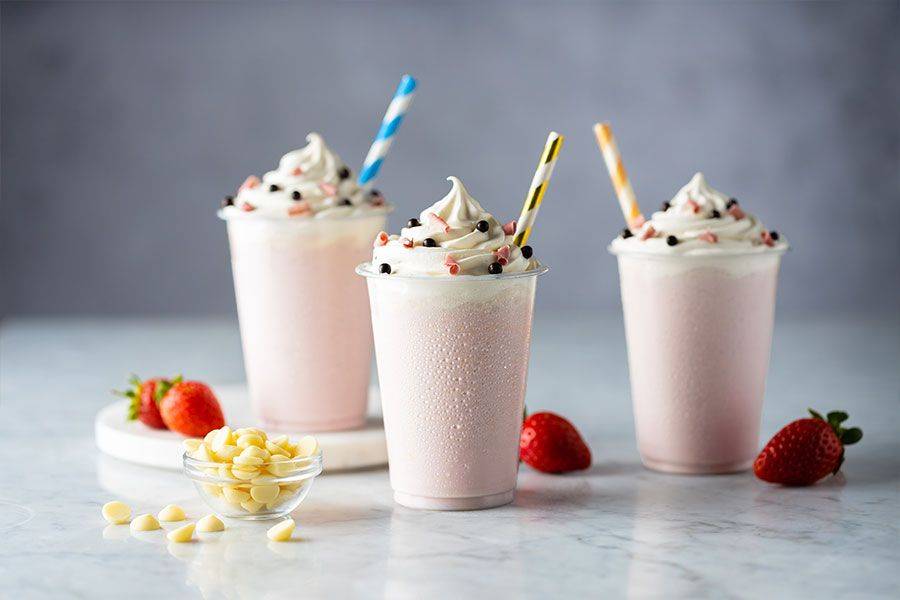 Iced White Chocolate with Strawberry Swirl
