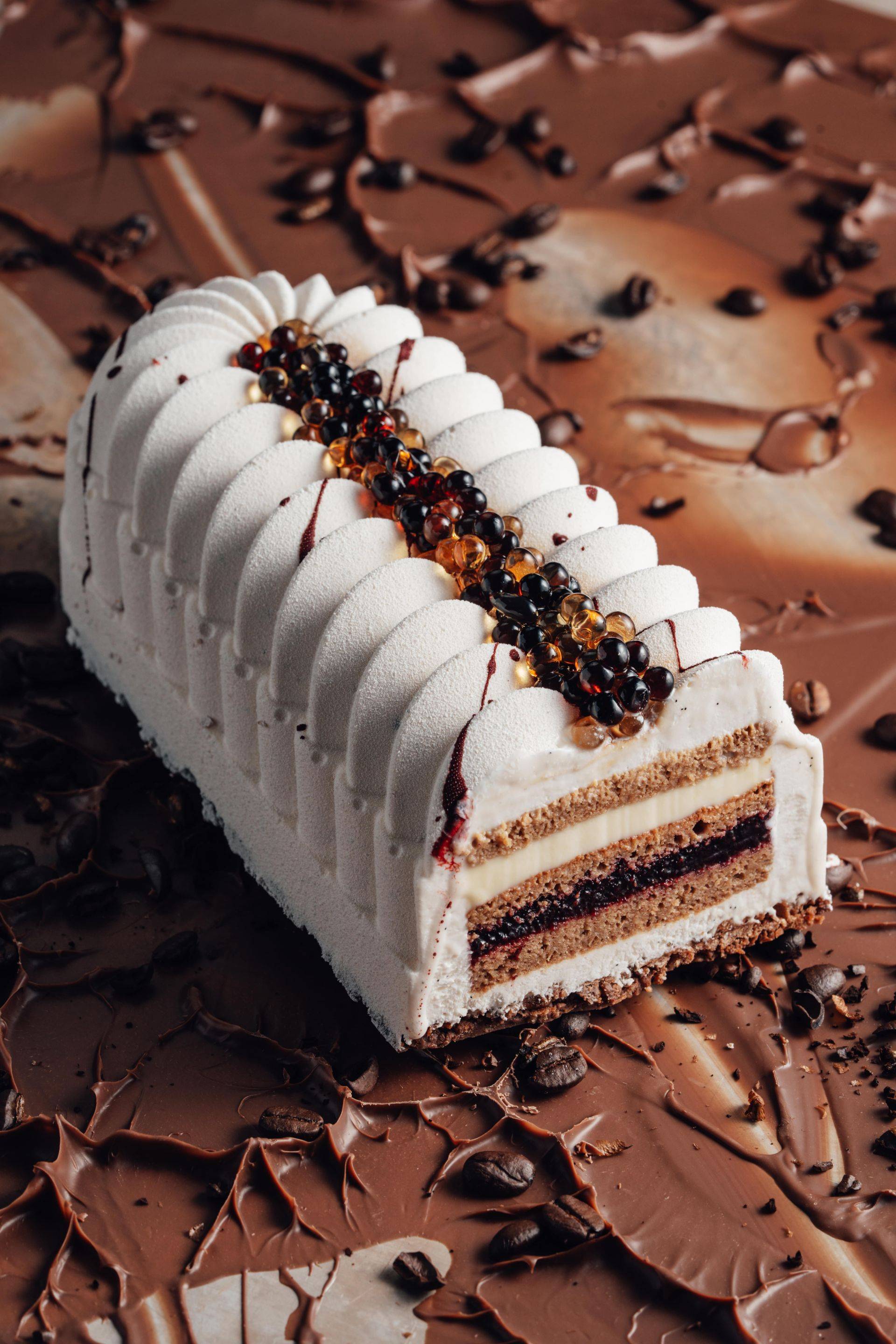 Mascarpone Coffee Blackcurrant Yule Log