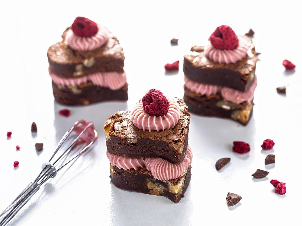 Coração de Brownie com Framboesa