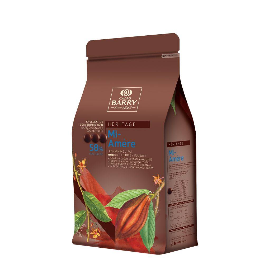 Cacao Barry - DARK COUVERTURE - MI AMÈRE 58% - PISTOLS - 5KG BAG