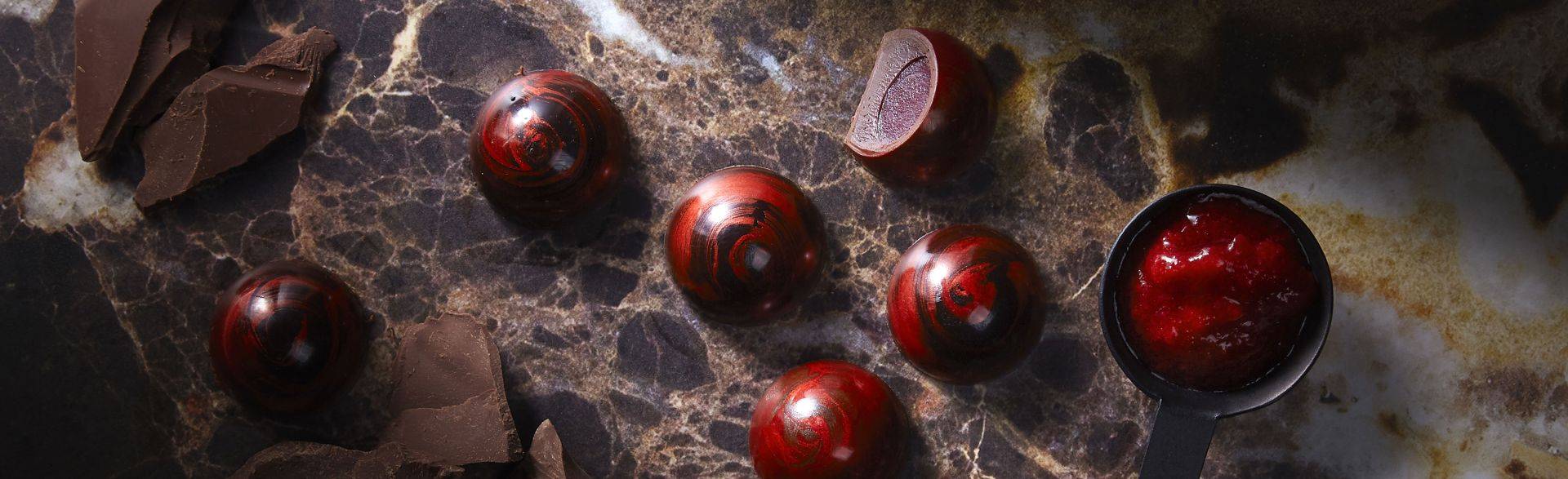 Raspberry and star anise fruity water based chocolates