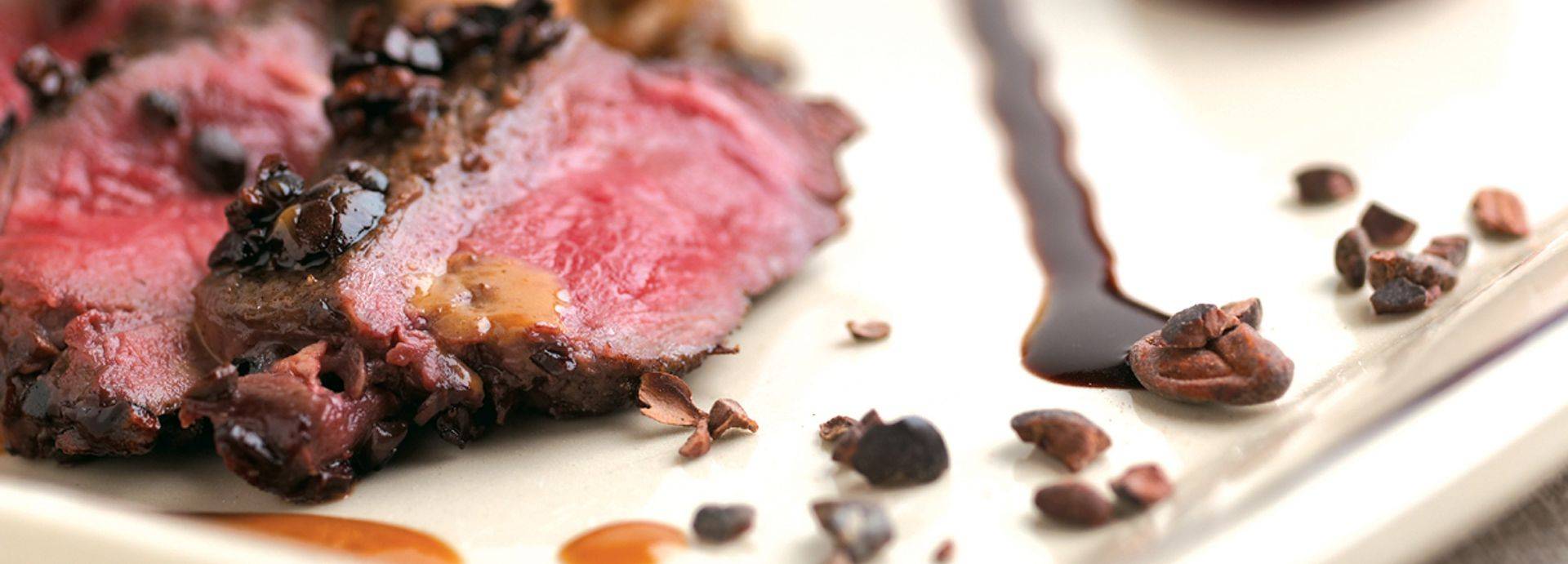 Game and chocolate sauce