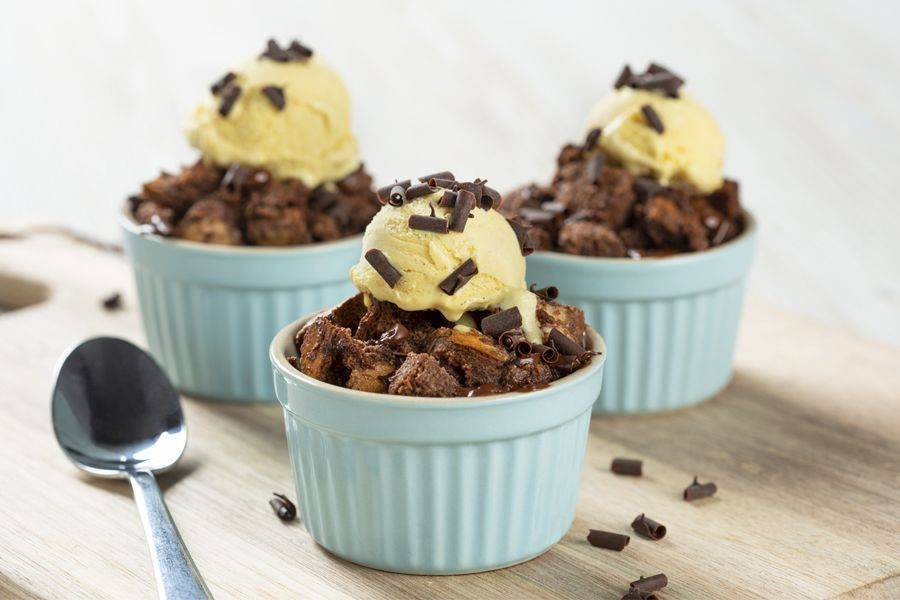 Mini Chocolate Bread and Butter Puddings