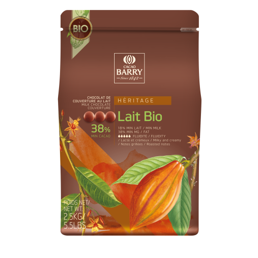 Organic milk chocolate couverture