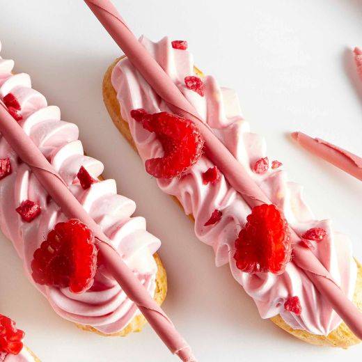 Ruby raspberry éclairs