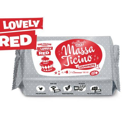 RED SUGAR PASTE – MASSA TICINO LOVELY RED – FLOWPACK 250G