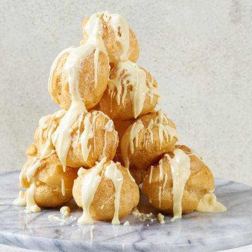 Raspberry & White Chocolate Profiterole Platter