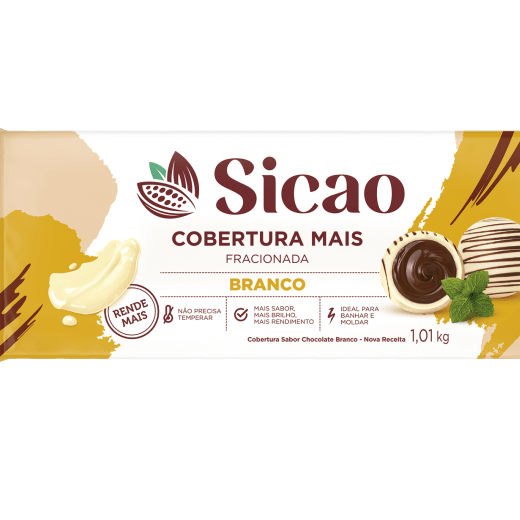 Cobertura Fracionada Sabor Chocolate Branco Sicao Mais - Barra 1,01 kg
