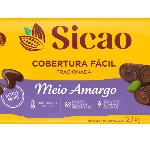 Sicao Fácil Cobertura Fracionada Meio Amargo Barra 2,1kg