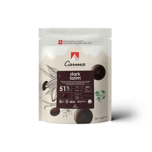 DARK COUVERTURE - DARK LARIM 51% - DROPS - BAG 1,5KG