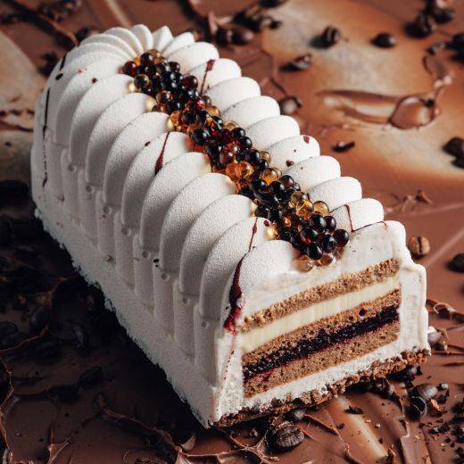 Bûche Mascarpone Café blanc Cassis