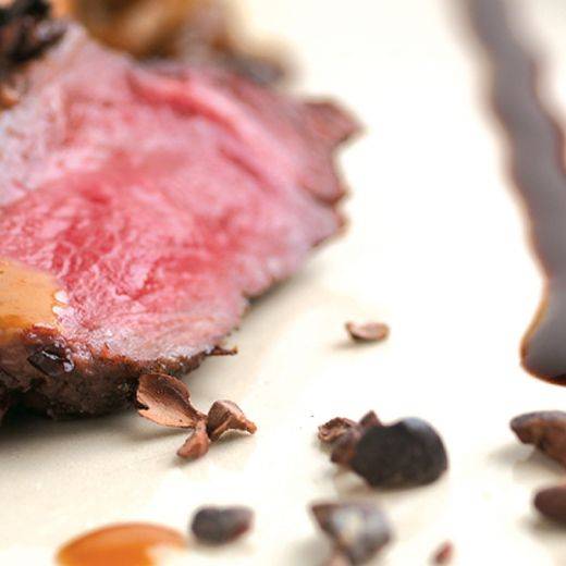Game and chocolate sauce