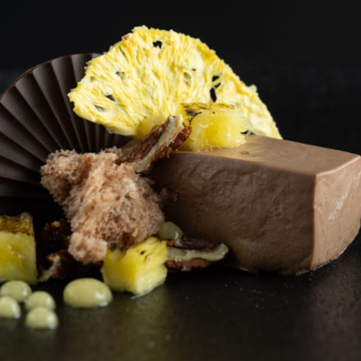 Rustic Fleur de Cao Panna Cotta Tonka Bean, Pineapple & Pecan Nut