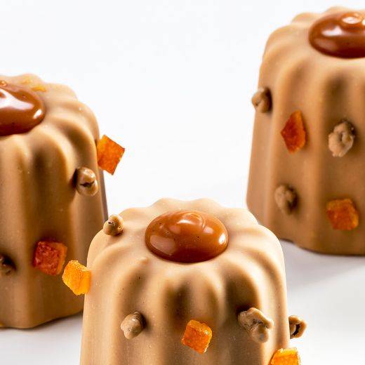 Cannelé aux noisettes, orange & malt