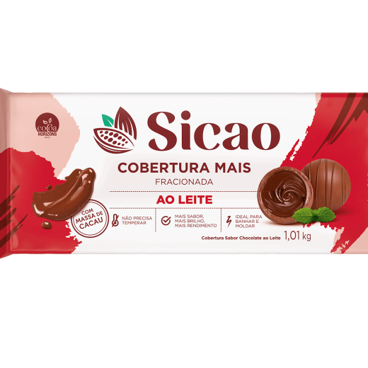Cobertura Fracionada Sabor Chocolate Ao Leite Sicao Mais - Barra 1,01 kg