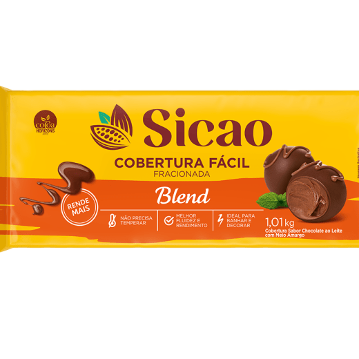 Cobertura Fracionada Sabor Chocolate Blend Sicao Fácil - Barra 1,01 kg