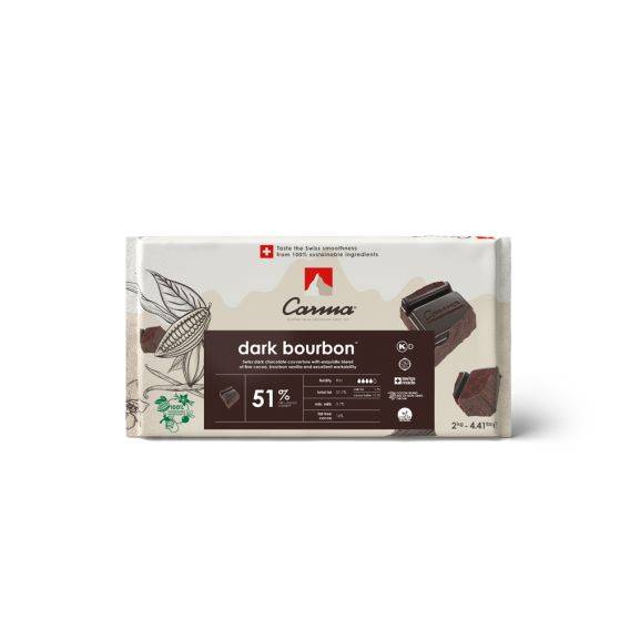 DUNKLE COUVERTURE - DARK BOURBON 51% - BLOCK - FLOW PACK 2KG
