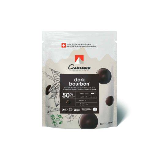 DARK COUVERTURE - DARK BOURBON 50% - DROPS - BAG 1.5KG