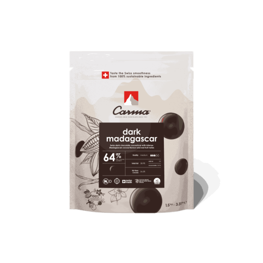 DARK COUVERTURE - DARK MADAGASCAR 64% - DROPS - BAG 1.5KG